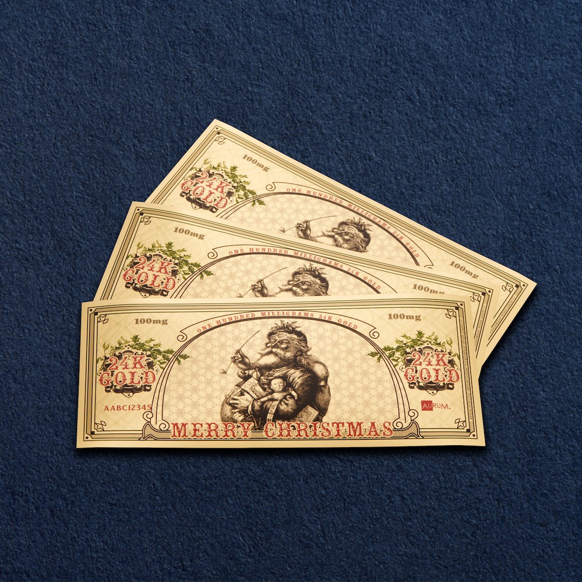 merry christmas vintage santa bucks 24k gold aurum giftable bill