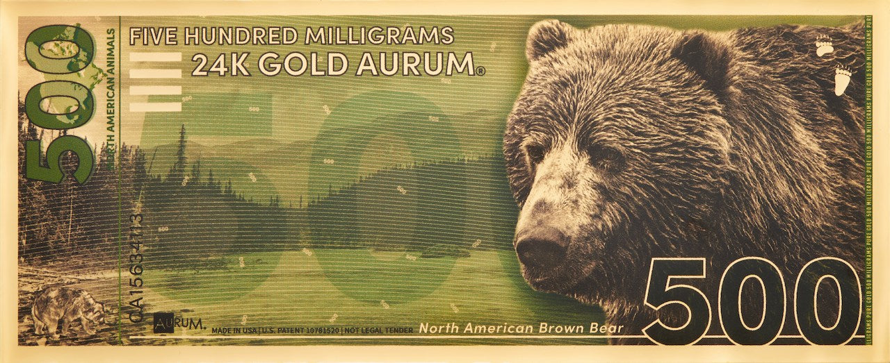 500mg 24k gold north american bear aurum gold bill