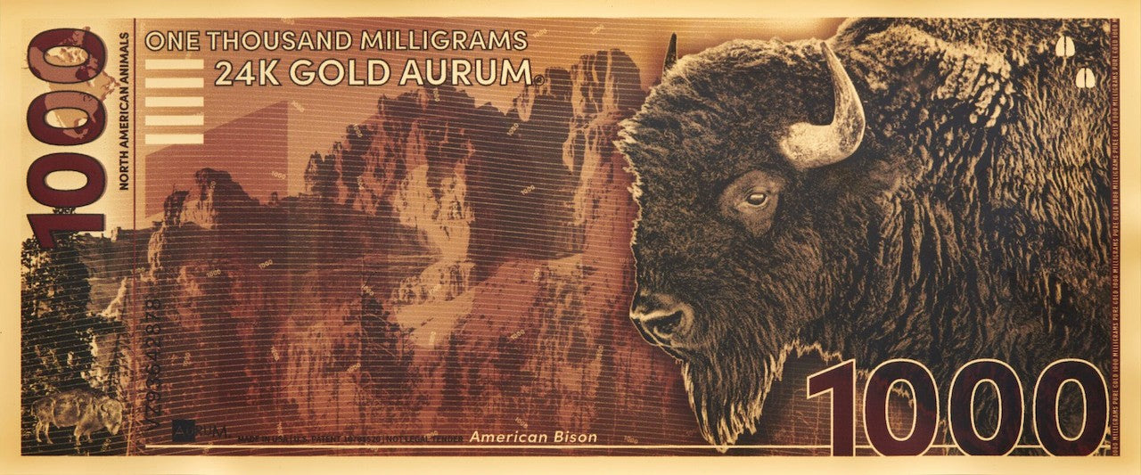 one gram 24k gold north american bison aurum gold bill