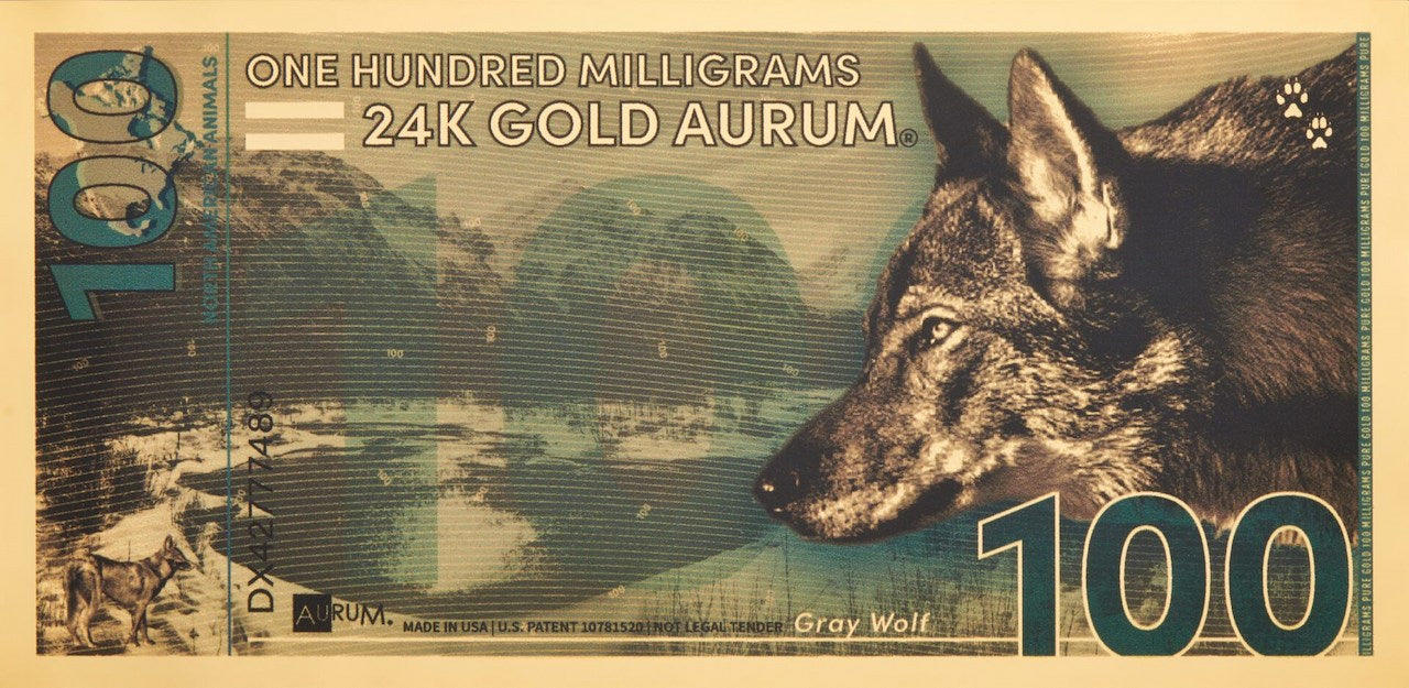 100mg 24k gold north american gray wolf aurum gold bill