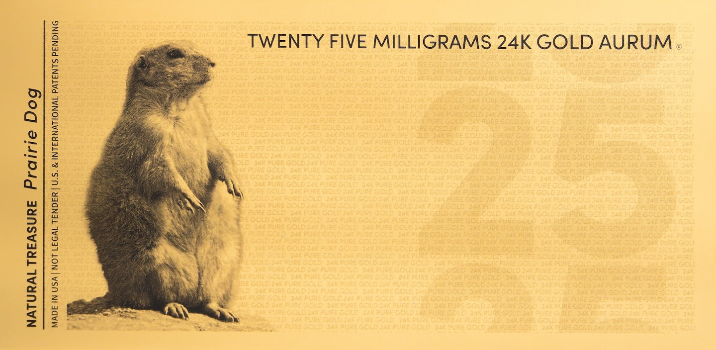 natural treasure prairie dog 24k 25mg fine gold bill reverse side design