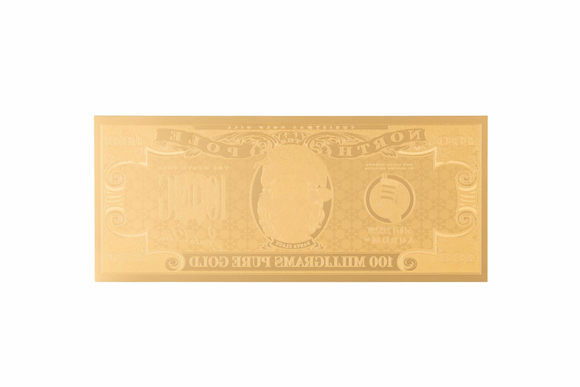 Santa Claus Aurum® 1/10th Gram 24k Gold Bill