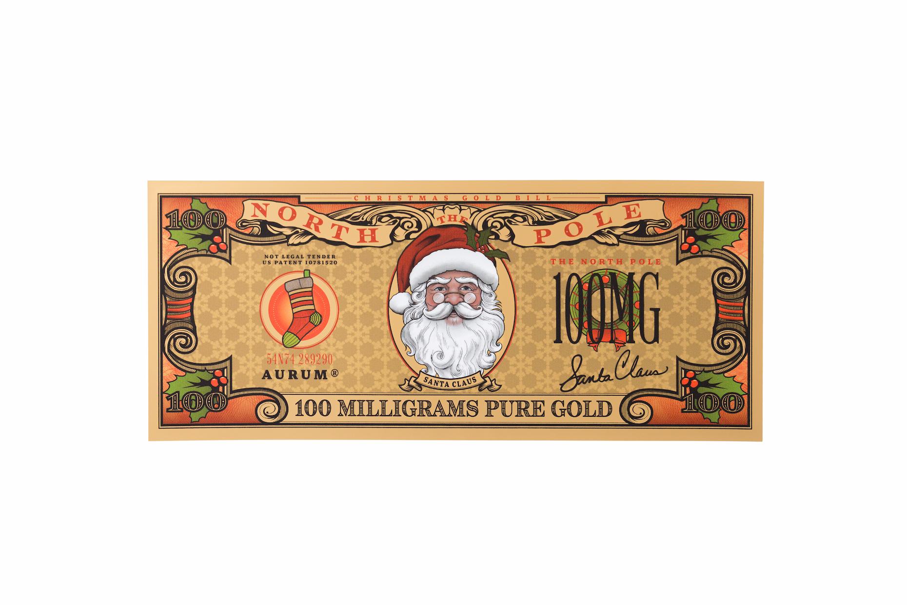 Santa Claus Aurum® 1/10th Gram 24k Gold Bill