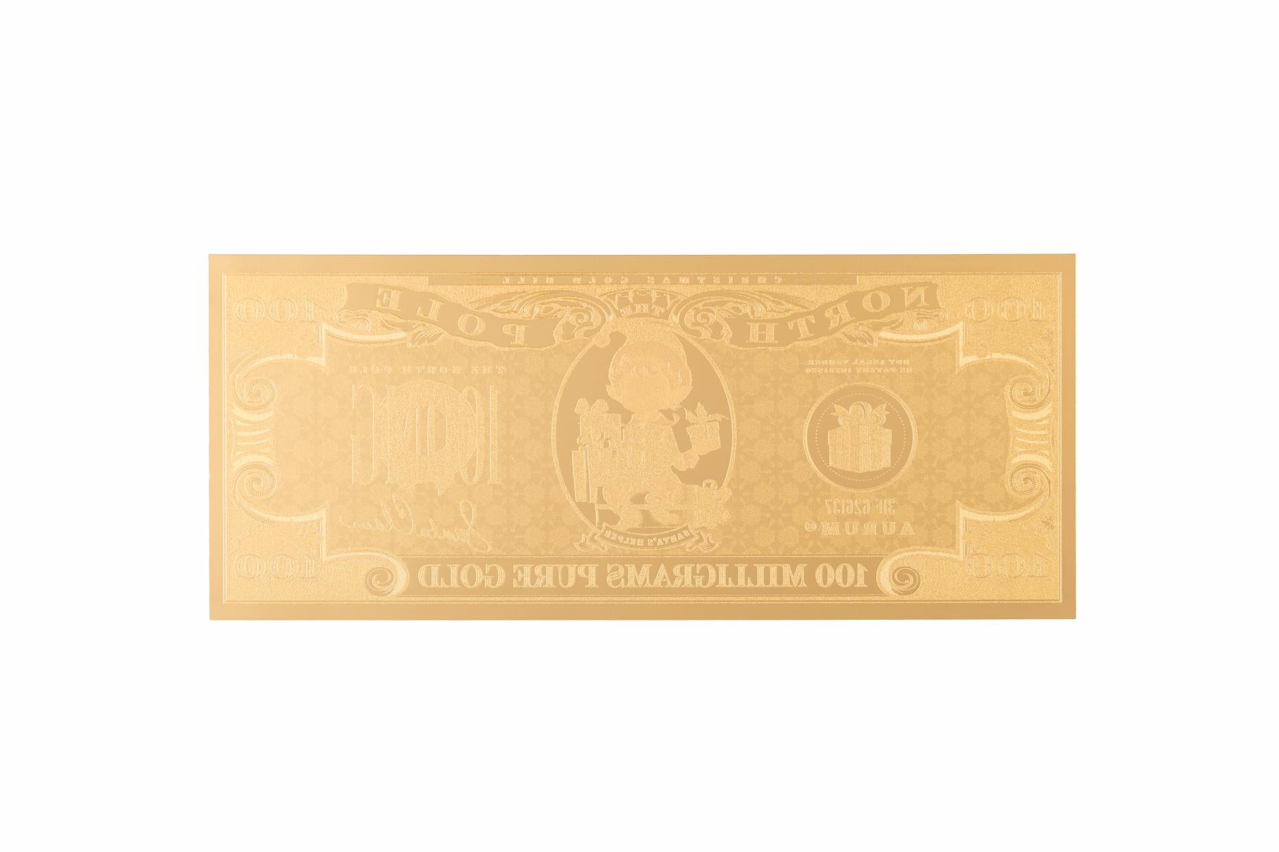 Santa's Helper Aurum® 1/10th Gram 24k Gold Bill