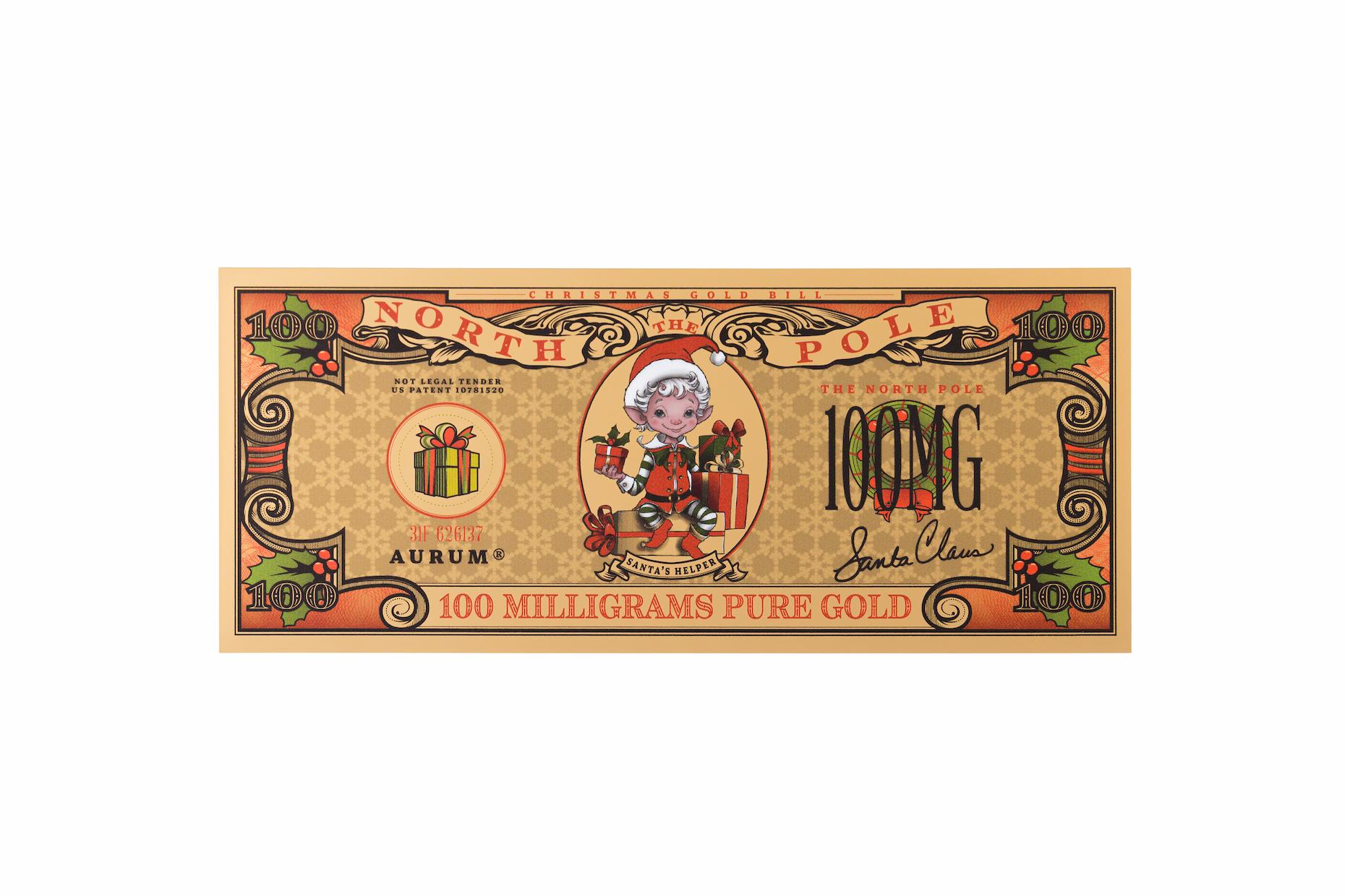Santa's Helper Aurum® 1/10th Gram 24k Gold Bill