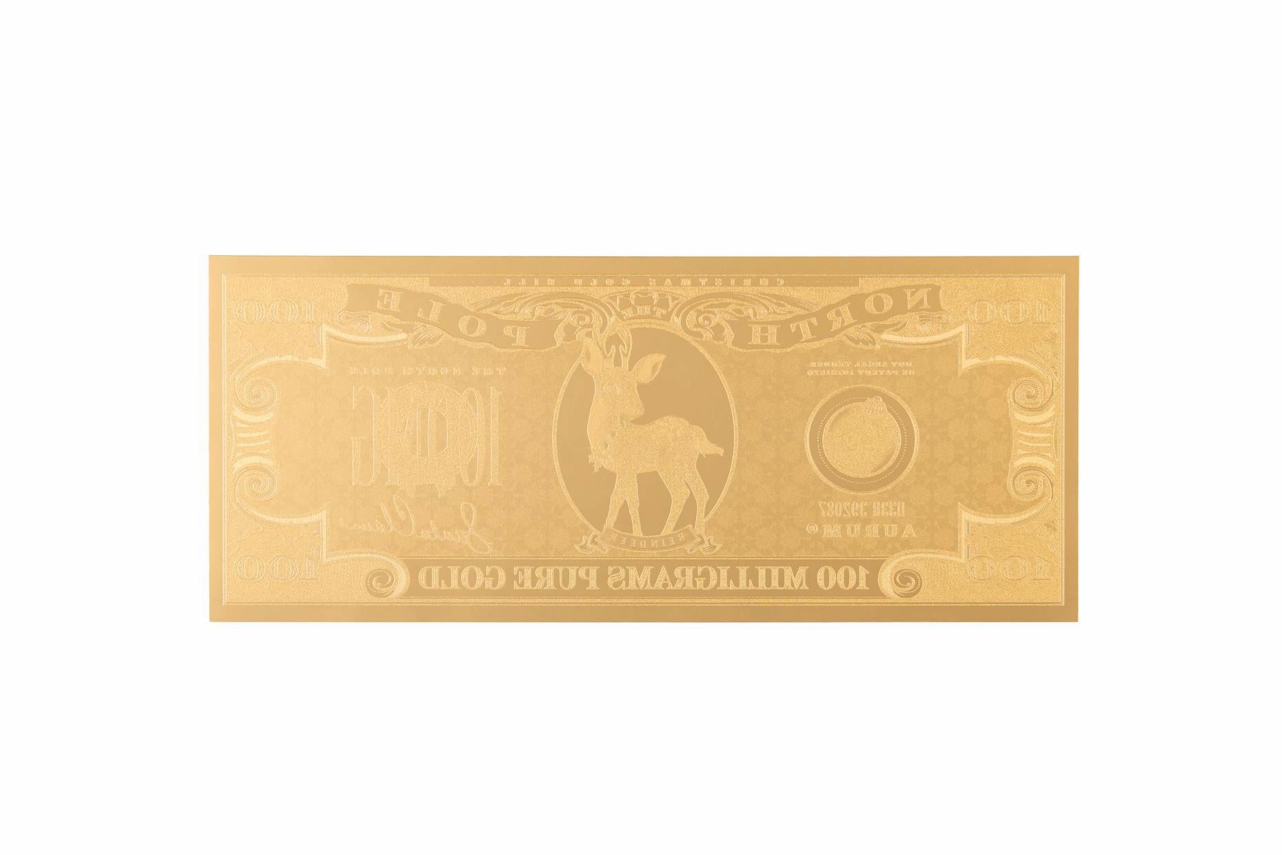 Christmas Reindeer Aurum® 1/10th Gram 24k Gold Bill