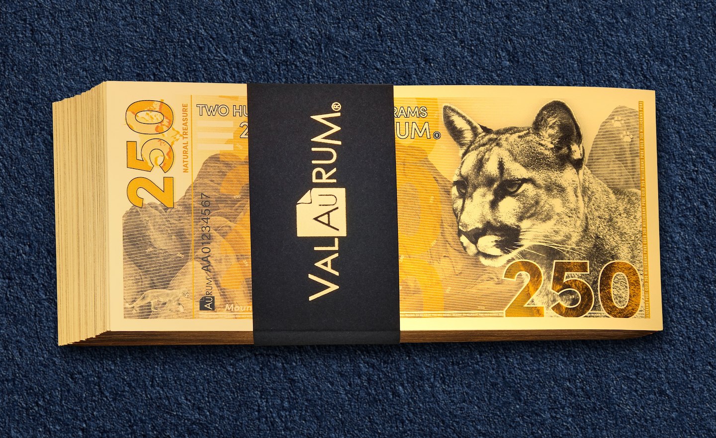 natural treasure bullion series stack of lion 250 milligrams 24k gold notes