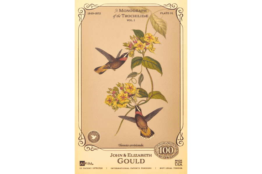Hummingbirds Fawn Tailed Aurum 100mg 24k gold collectible card