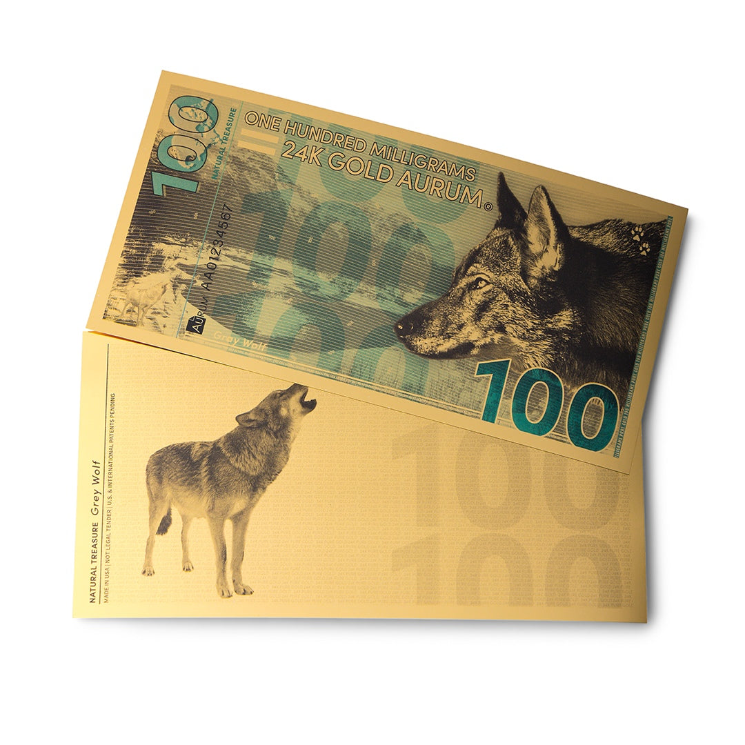 Gray Wolf Aurum® 100mg 24k Gold Bill