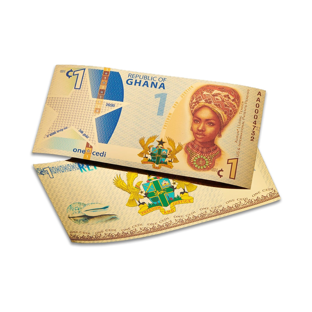 Republic of Ghana Liberty 1 Cedi Aurum® 24k Gold Bill