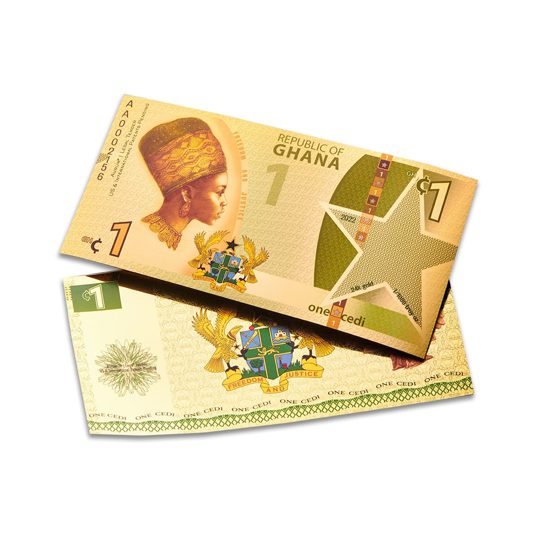 Republic of Ghana - 1 Cedi Justice Aurum® 24k Gold Bill