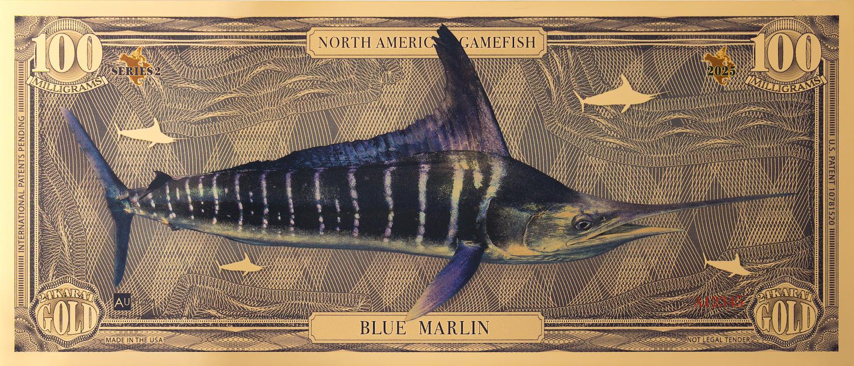 the blue marlin north american gamefish bill with 100mg of 24k gold