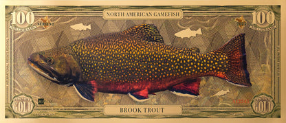 the brook trout north american gamefish bill with 100mg of 24k gold