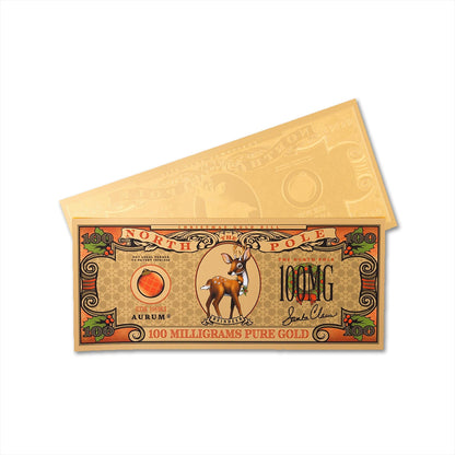 Christmas Reindeer Aurum® 1/10th Gram 24k Gold Bill