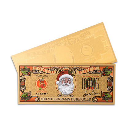 Santa Claus Aurum® 1/10th Gram 24k Gold Bill