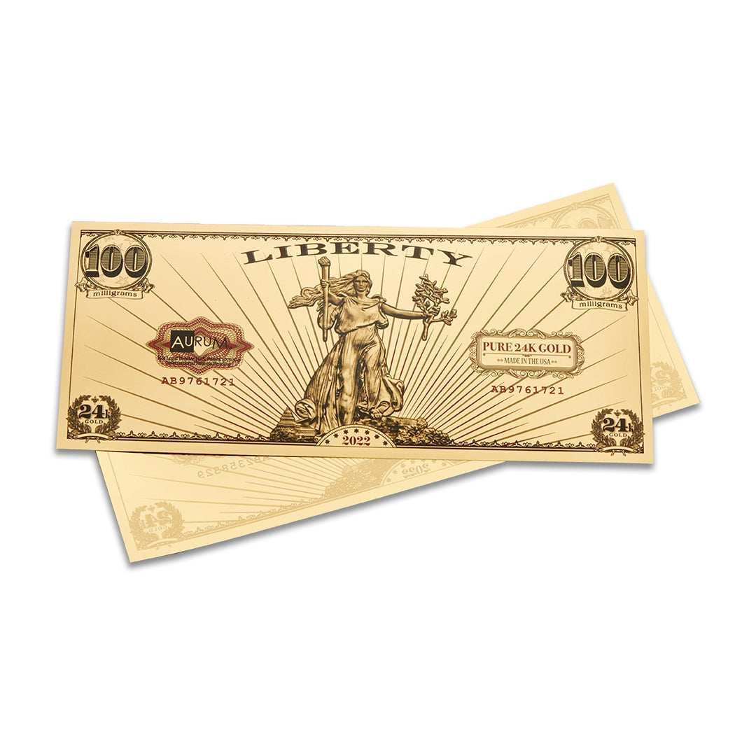 St. Gaudens' Liberty Aurum® 24k Gold Bill - Any Year