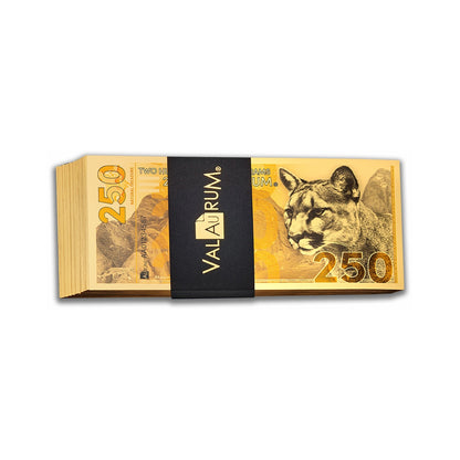 20 Stack of Mountain Lion Aurum® 250mg (Quarter Gram Each) 24k Gold Bills