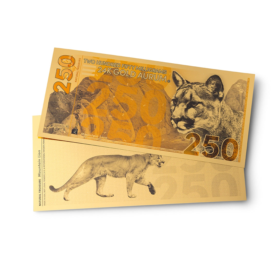 Mountain Lion Aurum® 250mg 24k Gold Bill – The Gold Domain